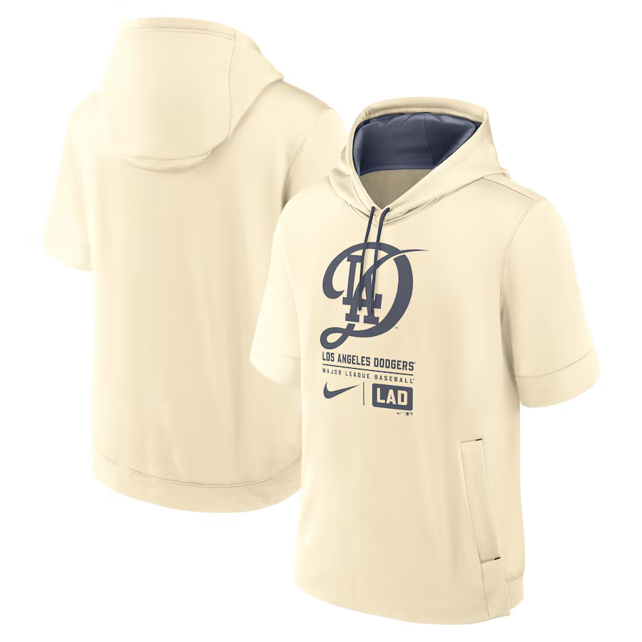 Men MLB Los Angeles Dodgers cream 2024 Nike hoodie